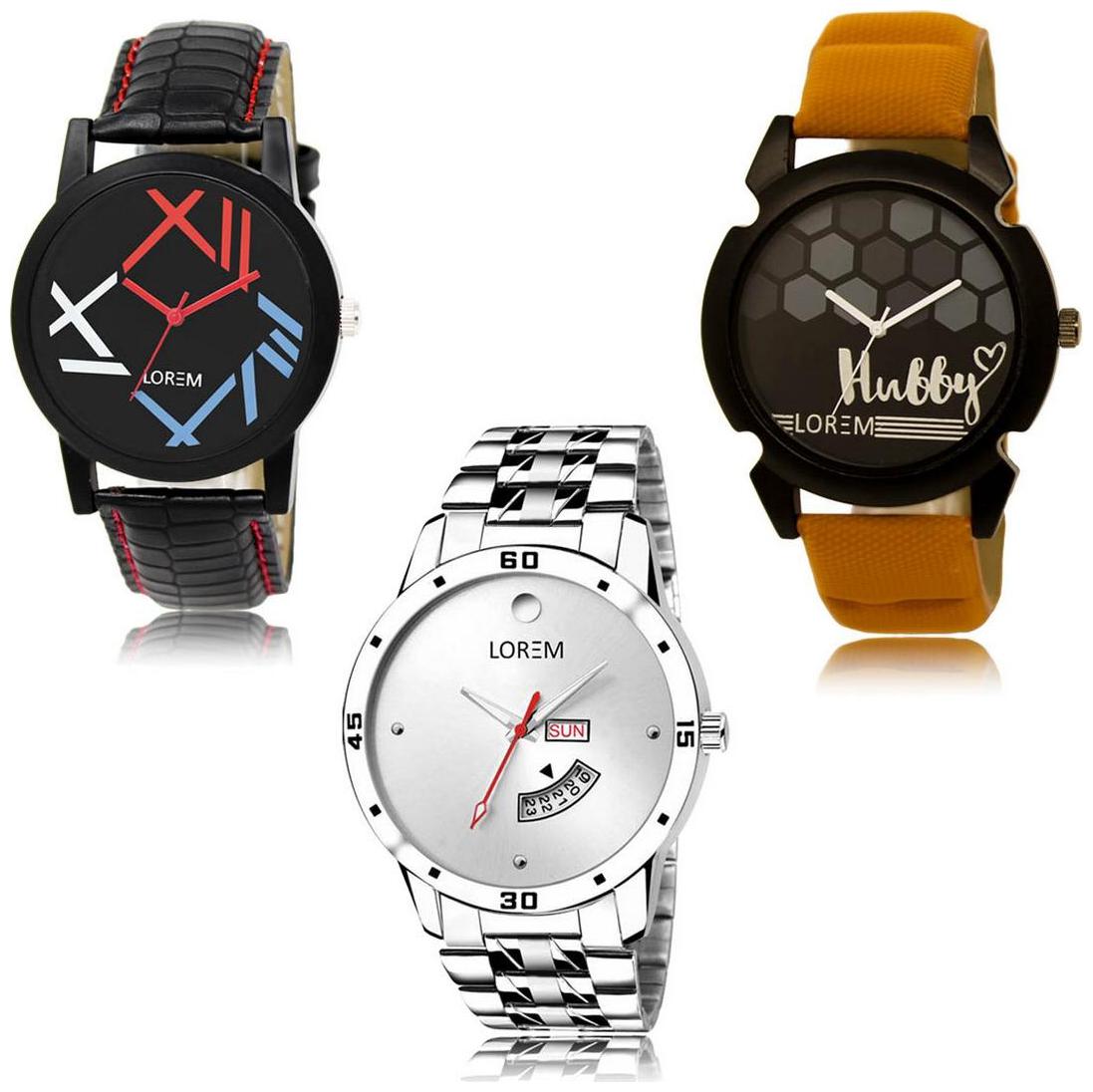 

LOREM LK-12-32-103 Day Date Function New Stylish Precious Design Pack of 3