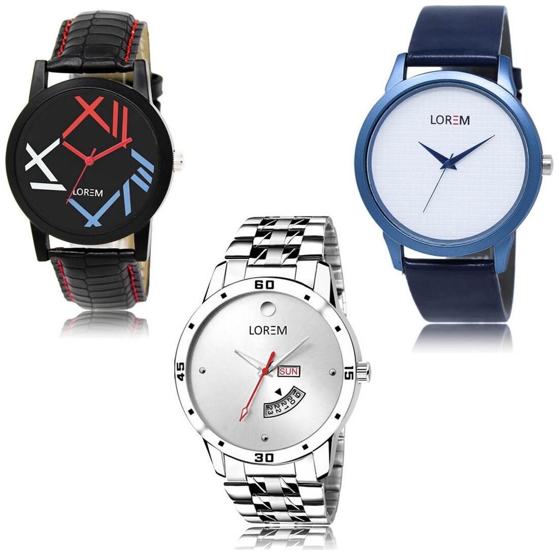 

LOREM LK-12-33-103 Day Date Function Exclusive Designer Pack of 3
