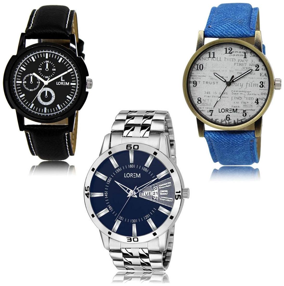 

LOREM LK-13-28-102 Day Date Function Exclusive Designer Pack of 3