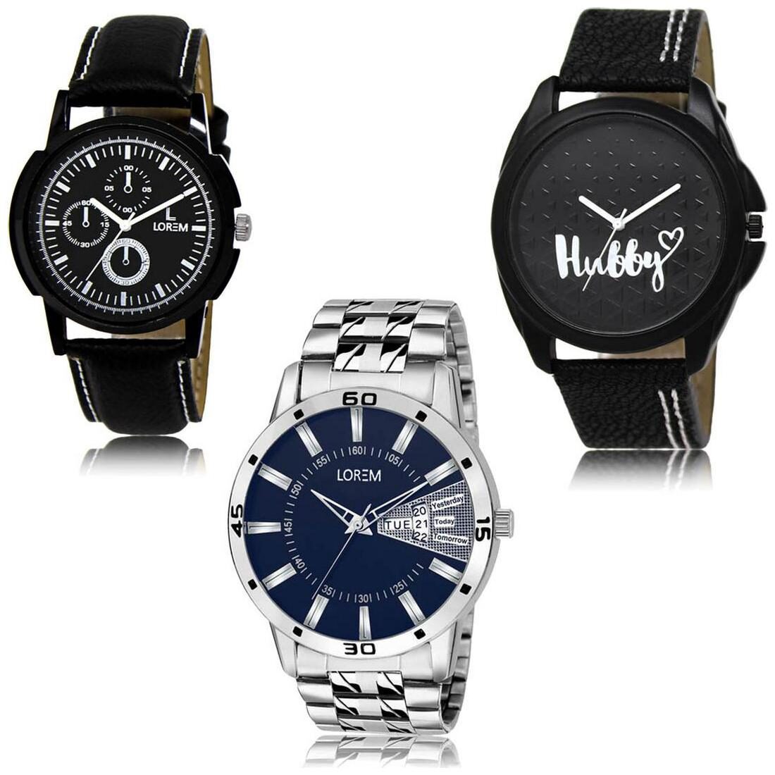 

LOREM LK-13-31-102 Day Date Function Exclusive Designer Pack of 3