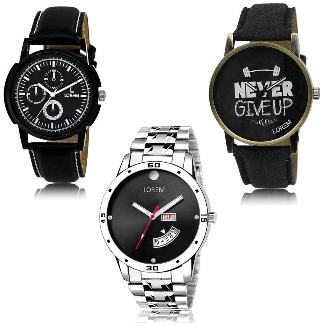 

LOREM LK-13-27-104 Day Date Function Exclusive Designer Pack of 3