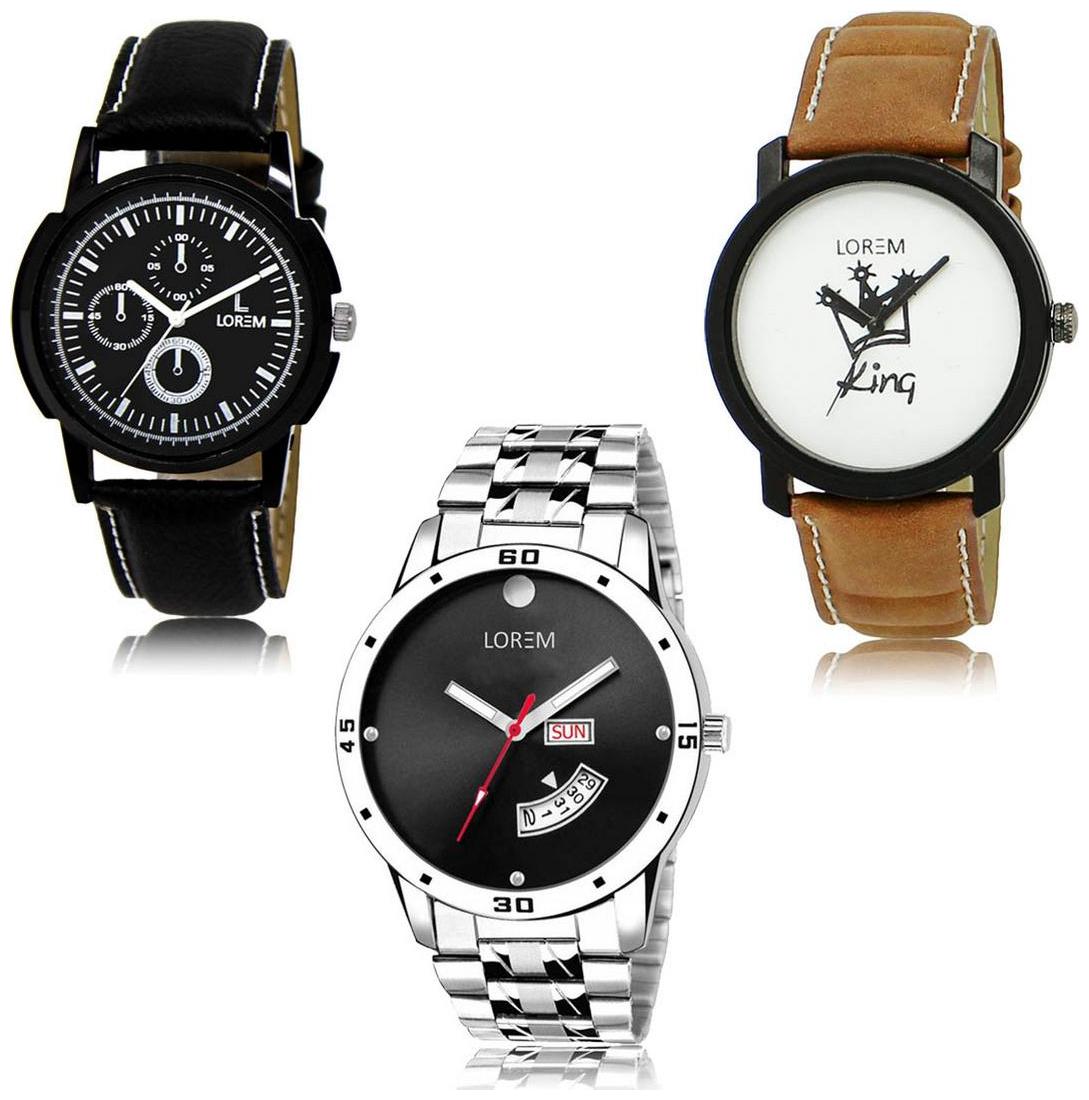

LOREM LK-13-18-104 Day Date Function New Stylish Precious Design Pack of 3