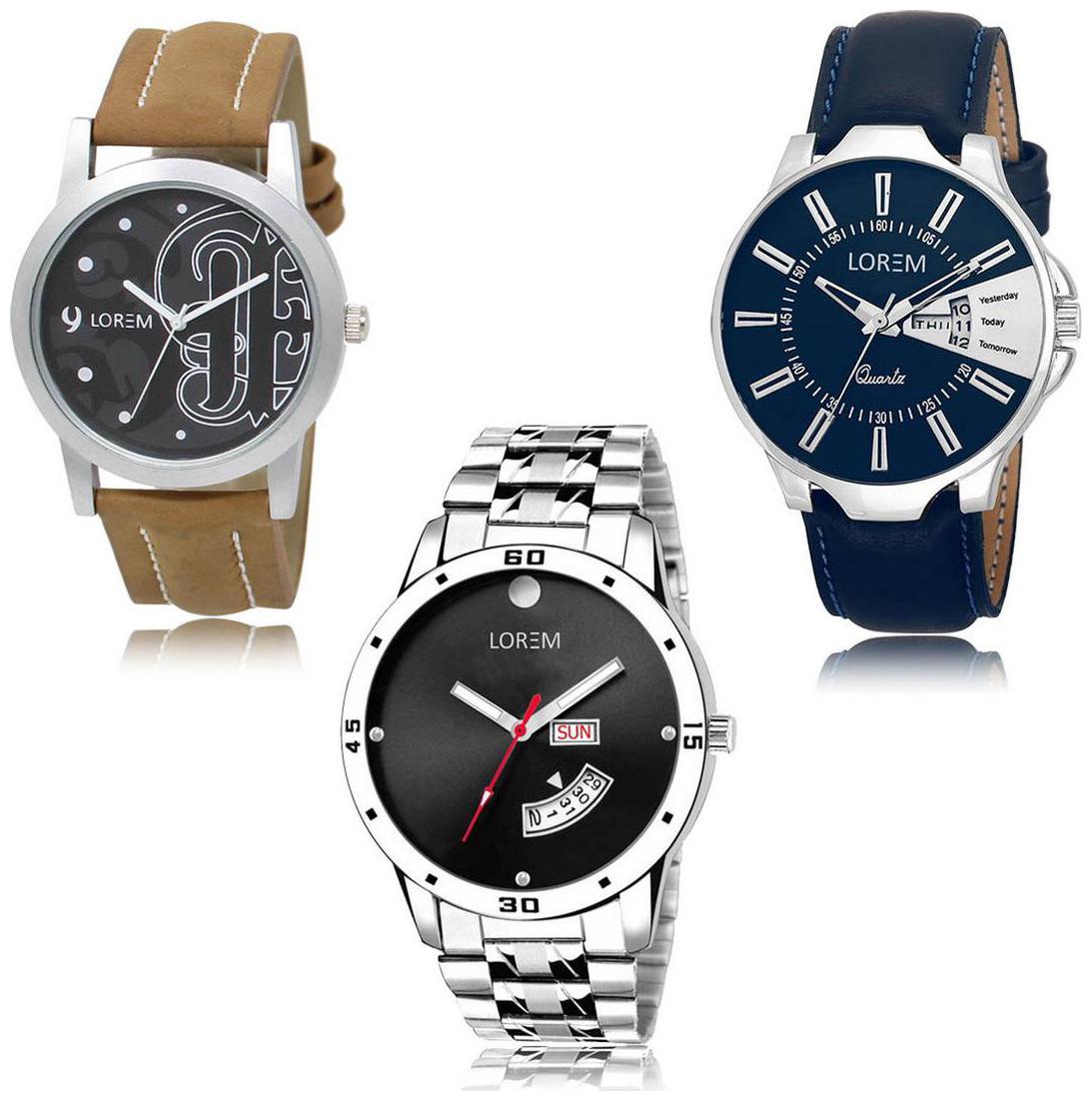 

LOREM LK-14-23-104 Day Date Function Exclusive Designer Pack of 3