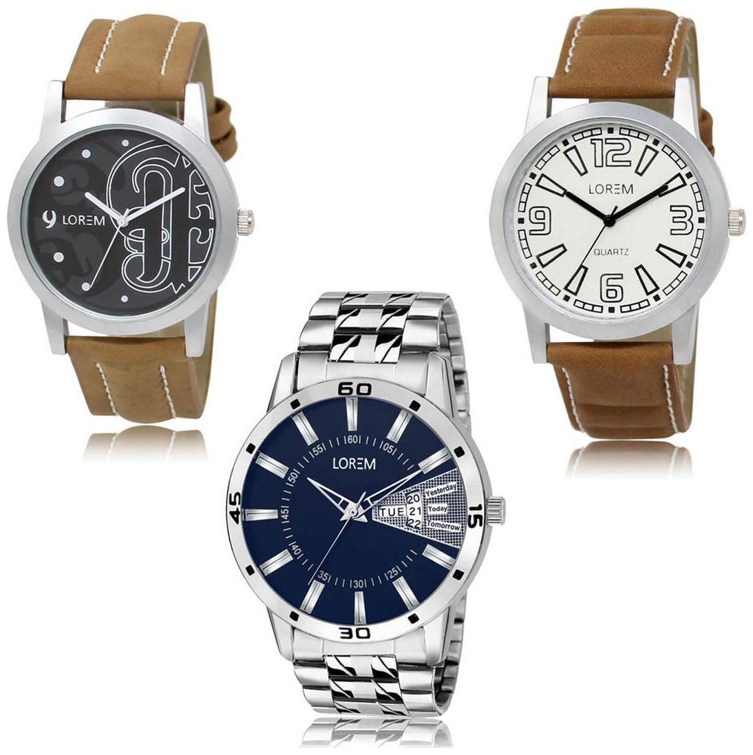 

LOREM LK-14-15-102 Day Date Function Exclusive Designer Pack of 3