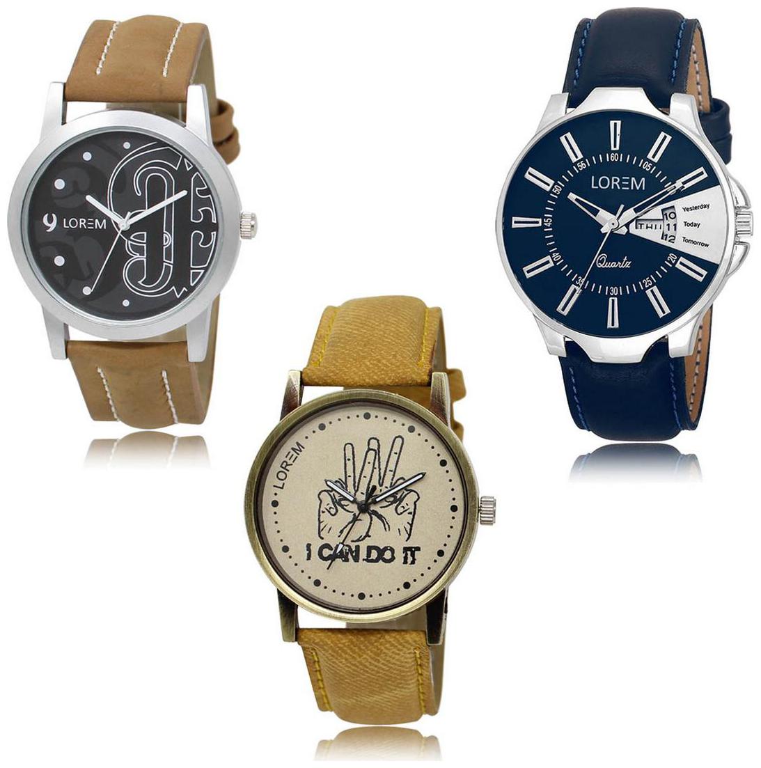 

LOREM LK-14-23-30 Day Date Function Exclusive Designer Pack of 3