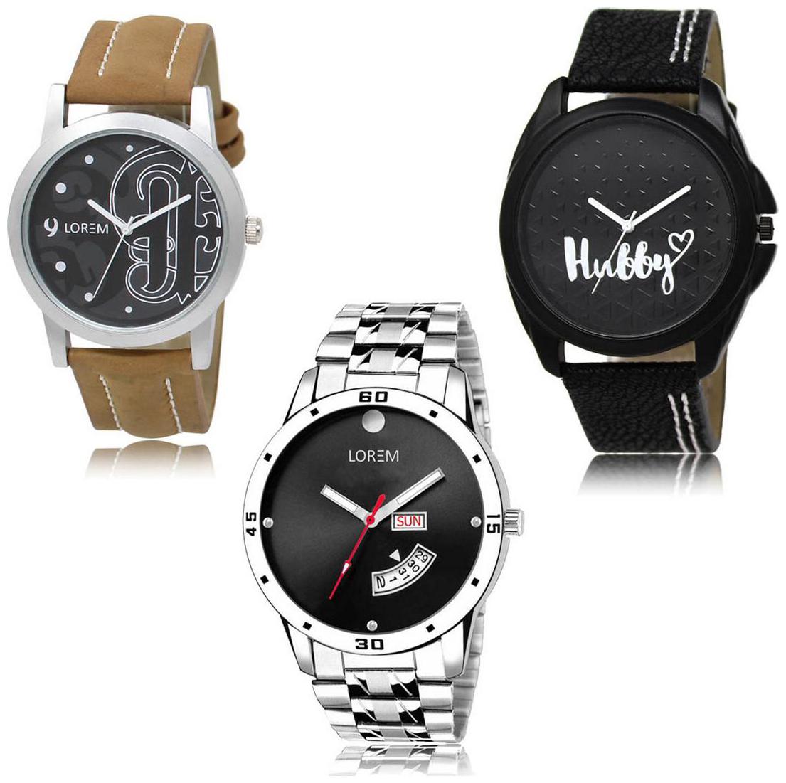 

LOREM LK-14-31-104 Day Date Function Exclusive Designer Pack of 3