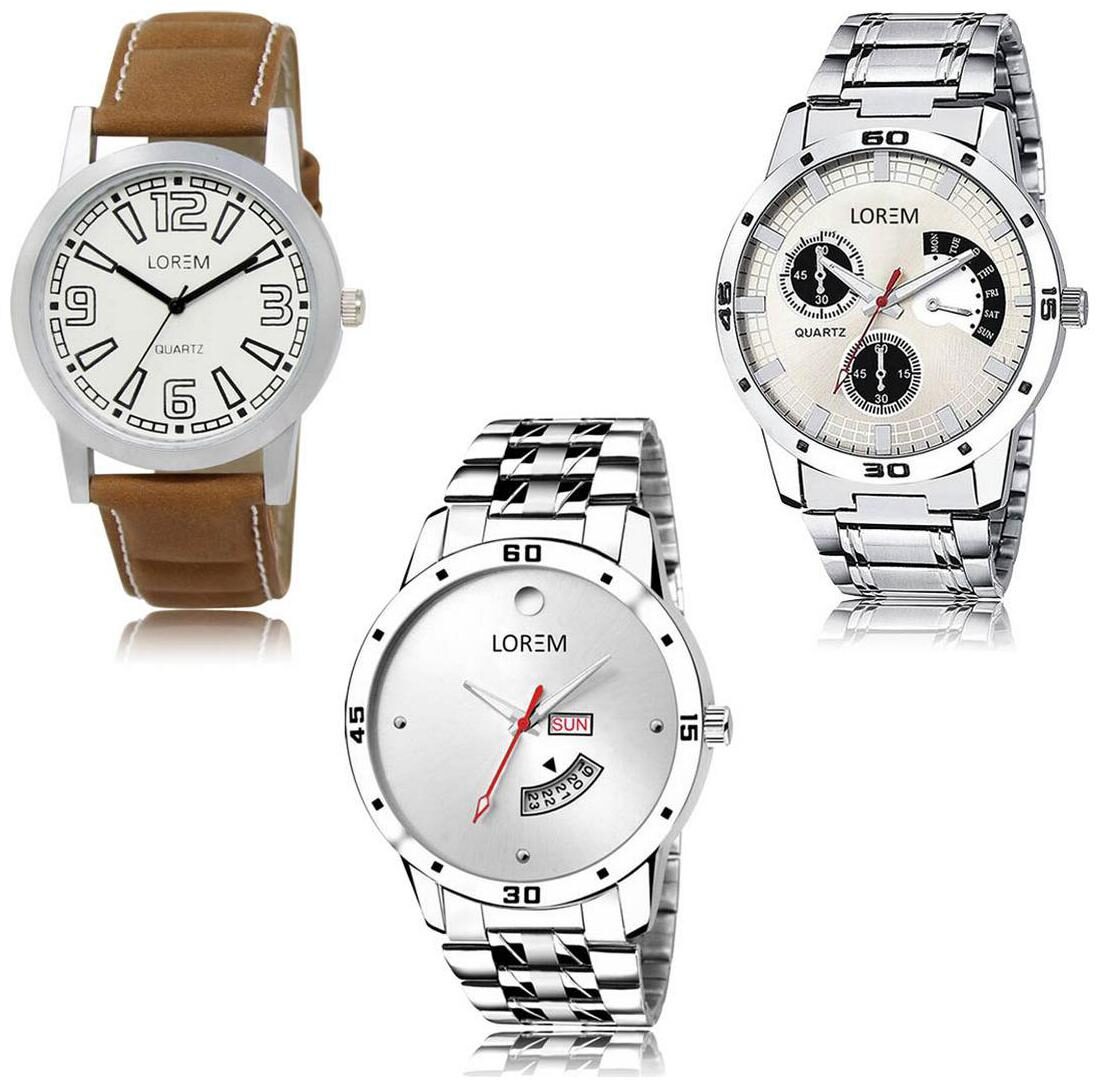 

LOREM LK-15-101-103 Day Date Function Exclusive Designer Pack of 3