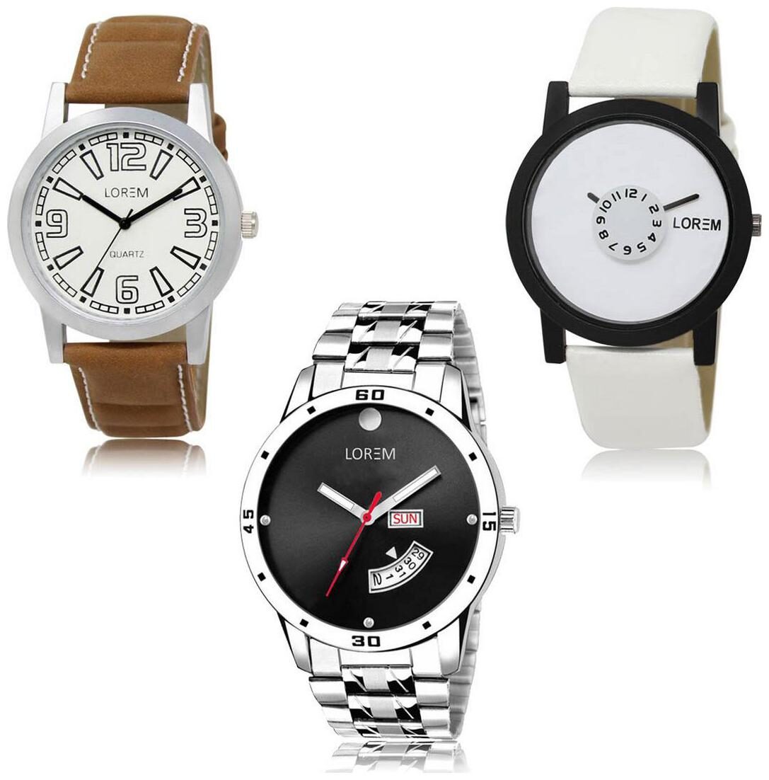 

LOREM LK-15-26-104 Day Date Function Exclusive Designer Pack of 3
