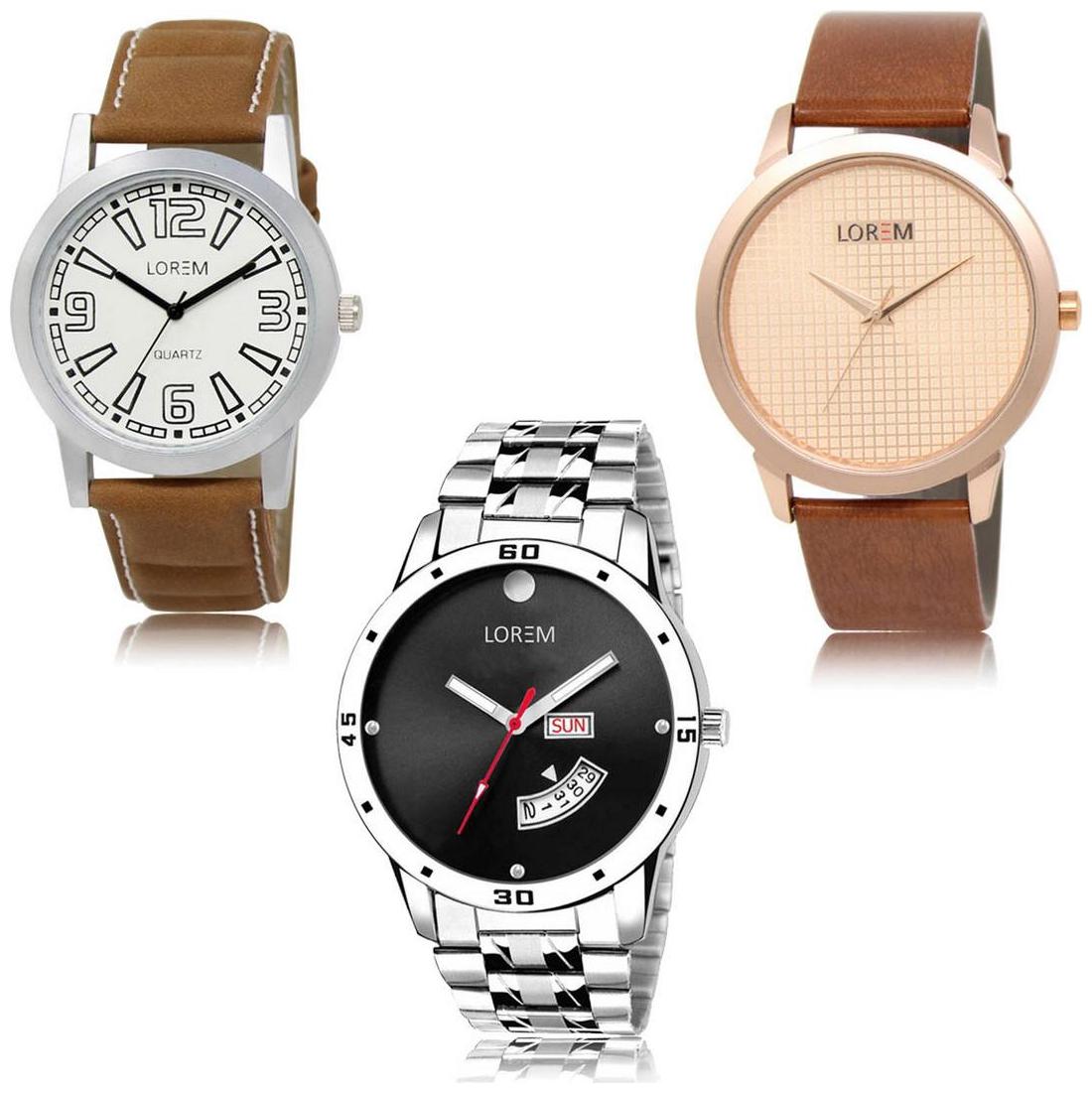

LOREM LK-15-34-104 Day Date Function Exclusive Designer Pack of 3
