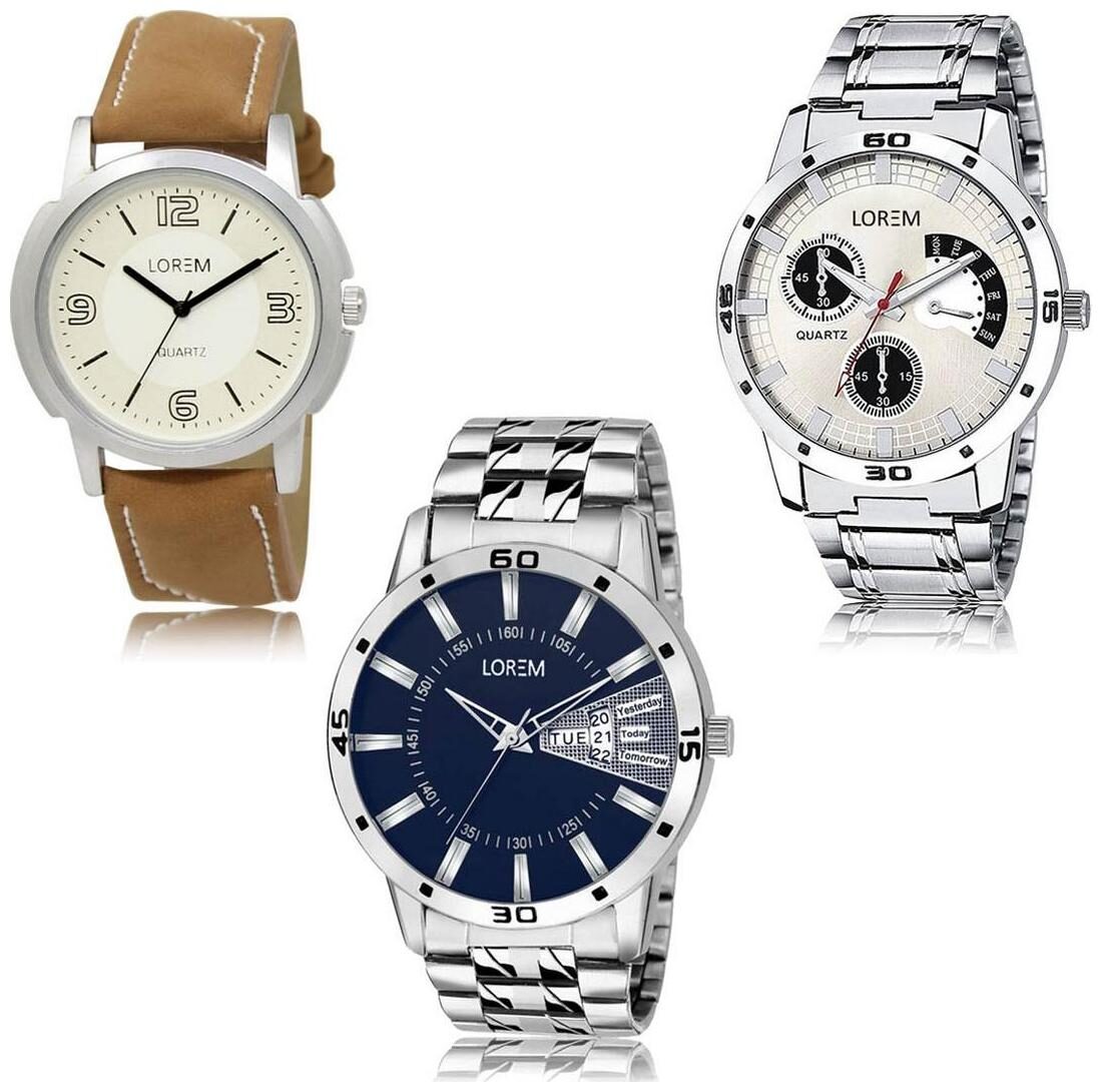 

LOREM LK-16-101-102 Day Date Function Exclusive Designer Pack of 3