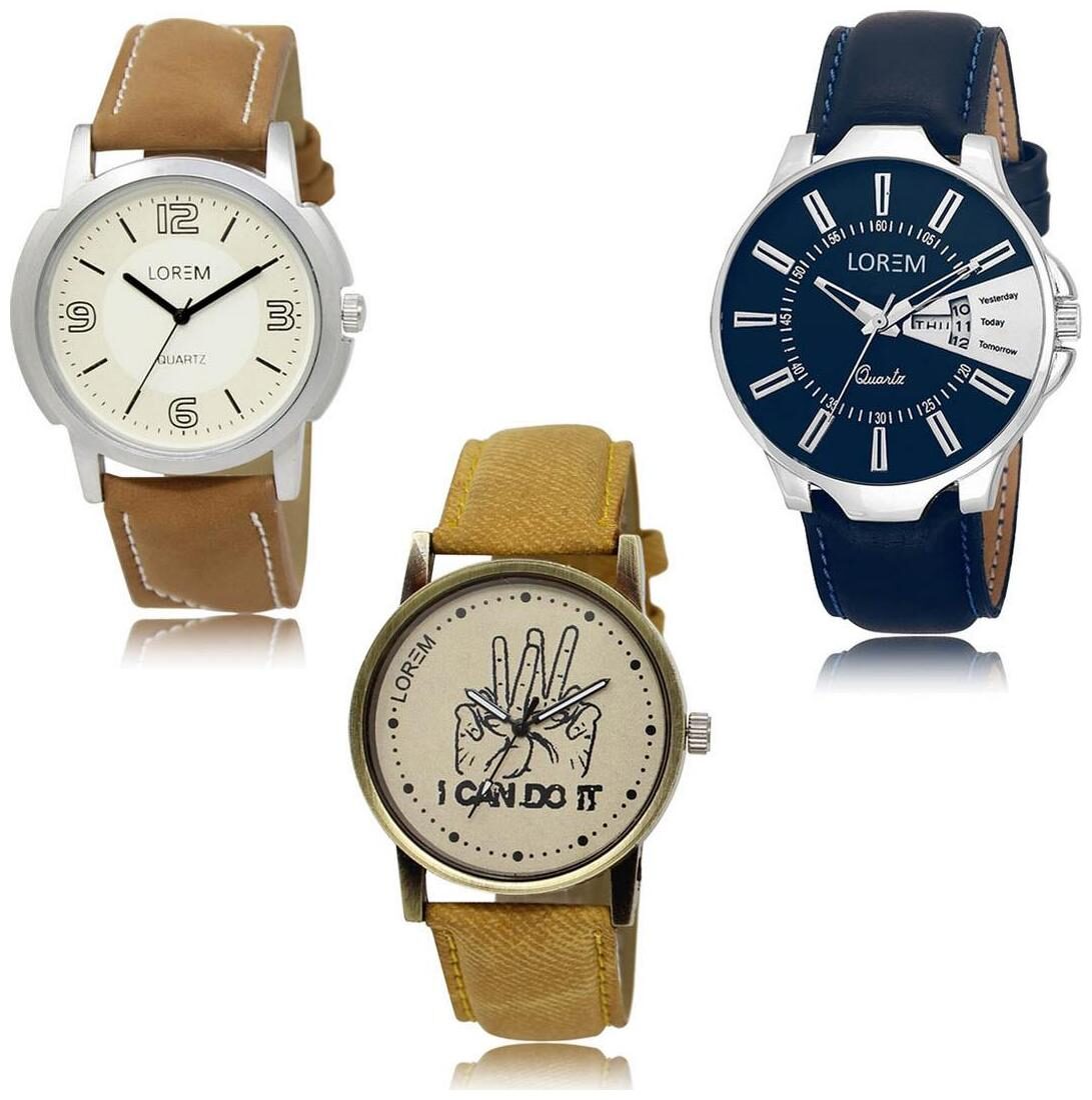 

LOREM LK-16-23-30 Day Date Function Exclusive Designer Pack of 3