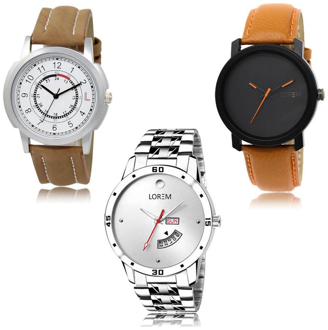 

LOREM LK-17-20-103 Day Date Function New Stylish Precious Design Pack of 3