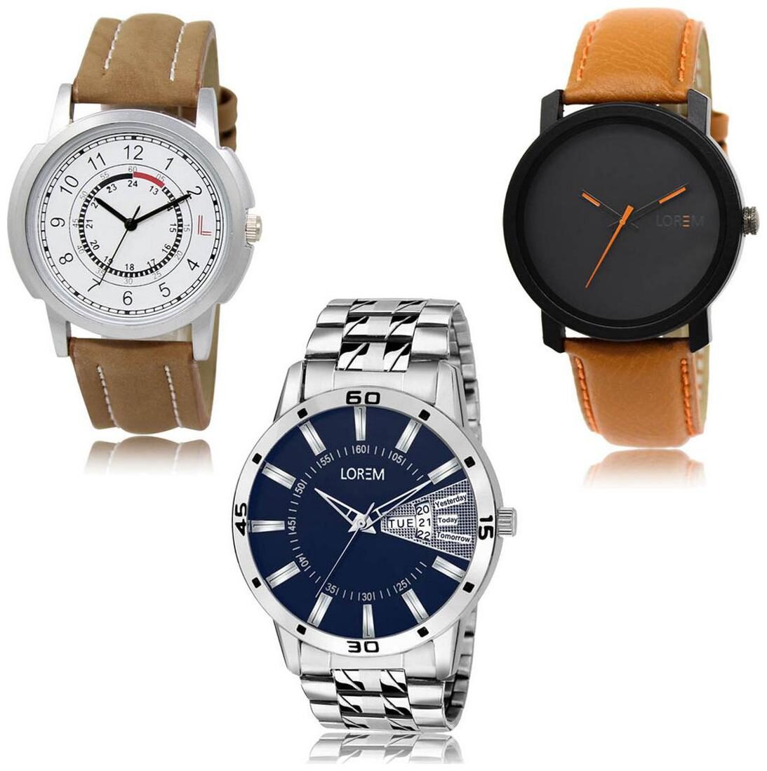 

LOREM LK-17-20-102 Day Date Function Exclusive Designer Pack of 3