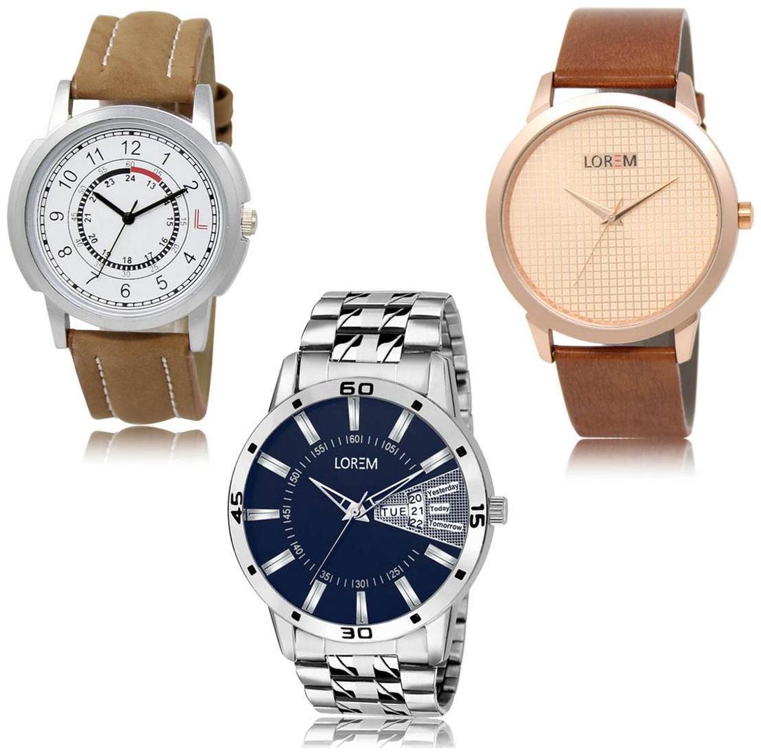 

LOREM LK-17-34-102 Day Date Function New Stylish Precious Design Pack of 3