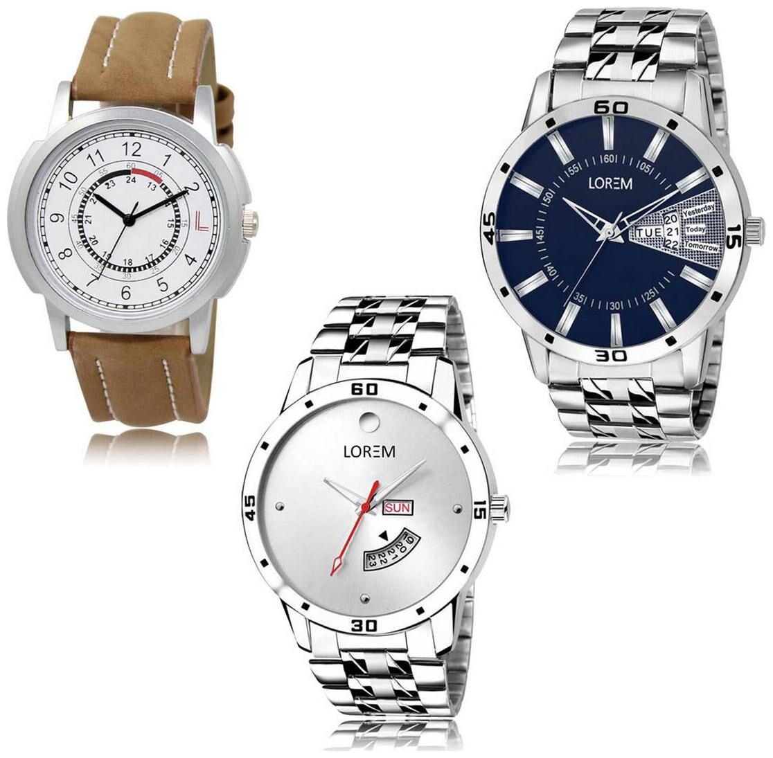 

LOREM LK-17-102-103 Day Date Function New Stylish Precious Design Pack of 3