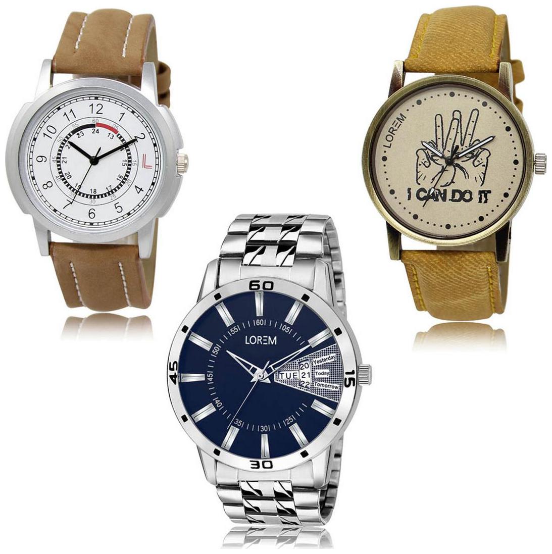 

LOREM LK-17-30-102 Day Date Function New Stylish Precious Design Pack of 3