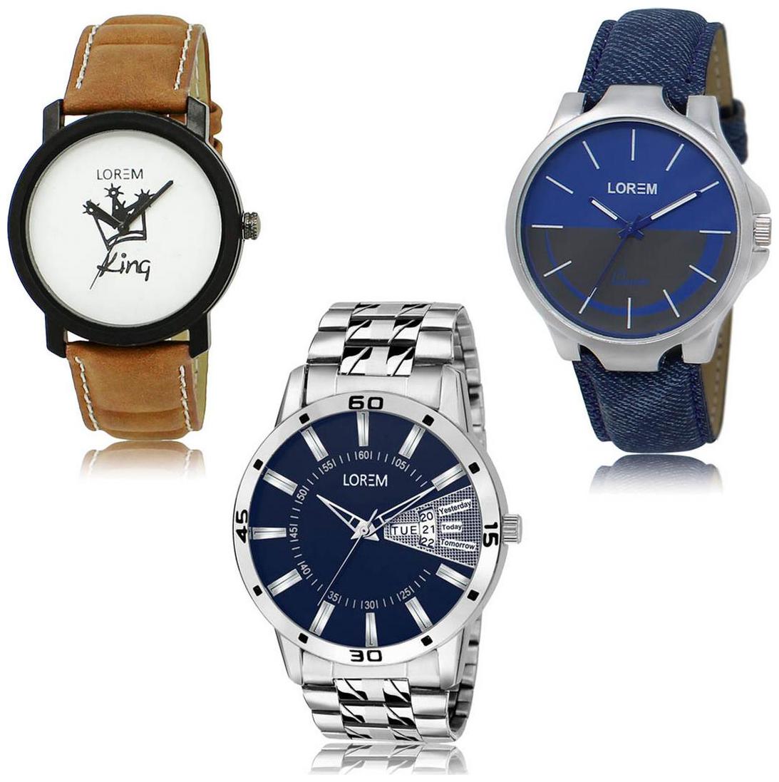 

LOREM LK-18-24-102 Day Date Function Exclusive Designer Pack of 3