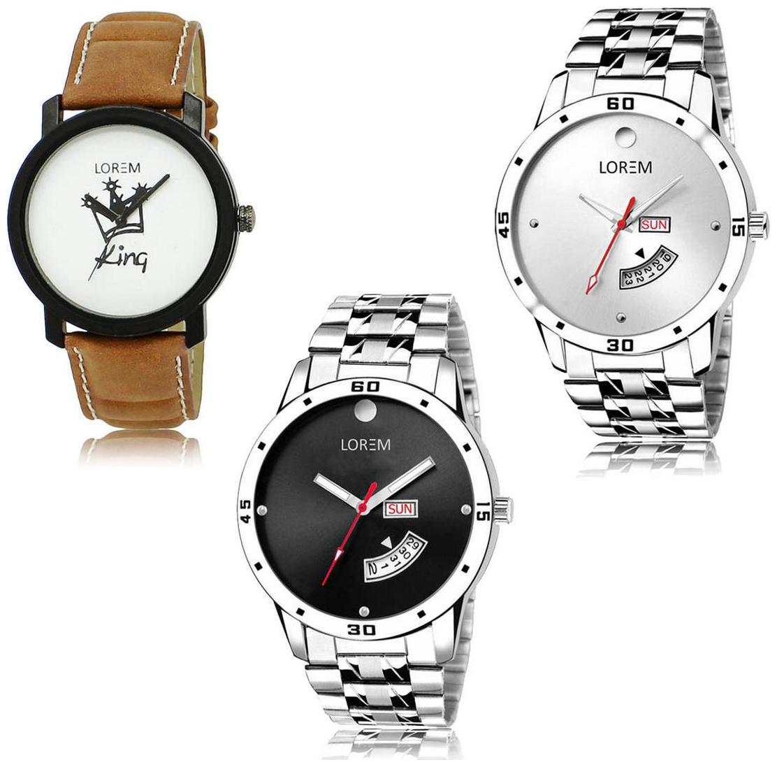 

LOREM LK-18-103-104 Day Date Function New Stylish Precious Design Pack of 3