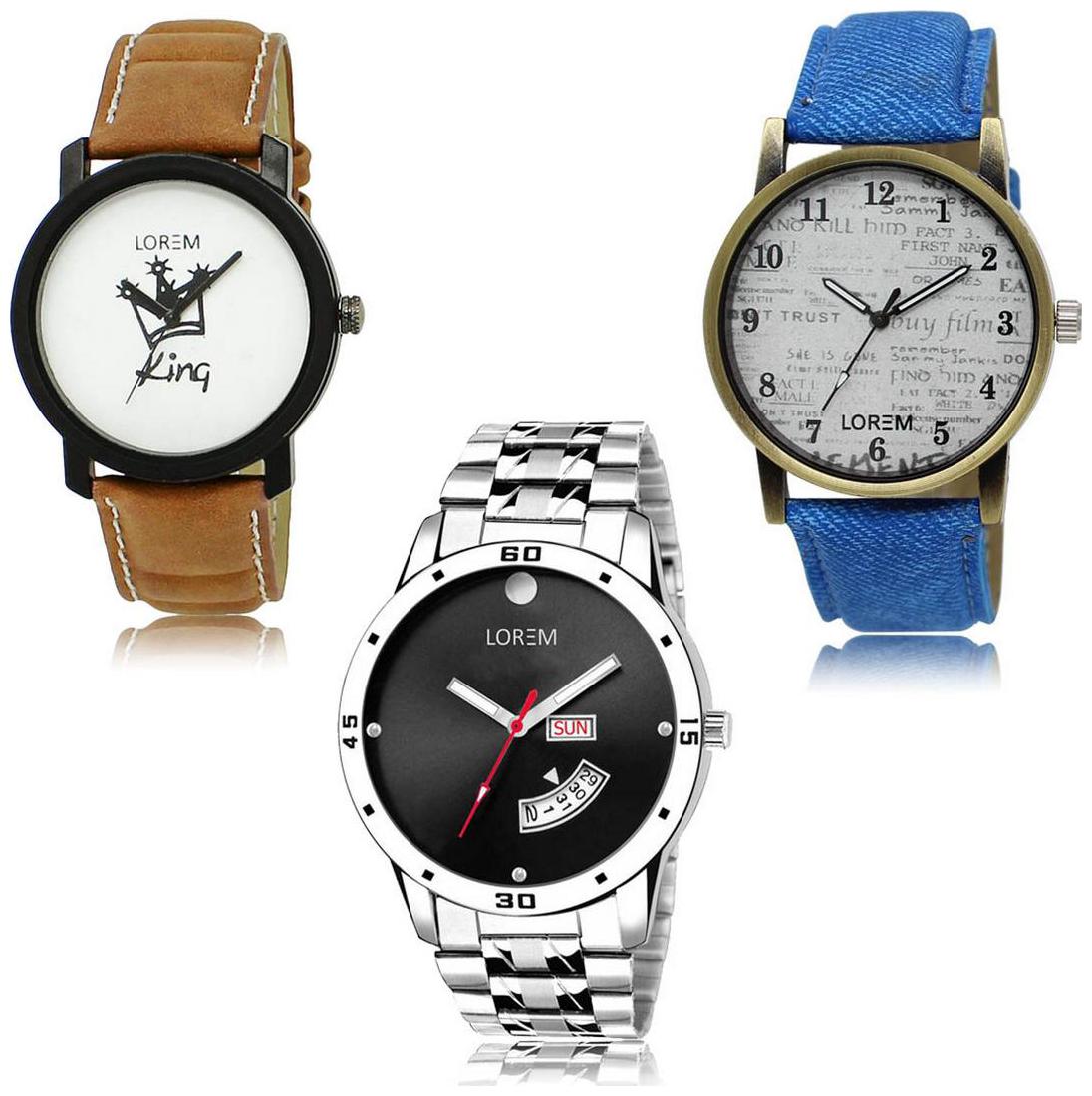 

LOREM LK-18-28-104 Day Date Function Exclusive Designer Pack of 3