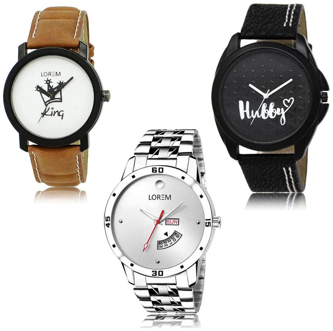 

LOREM LK-18-31-103 Day Date Function New Stylish Precious Design Pack of 3