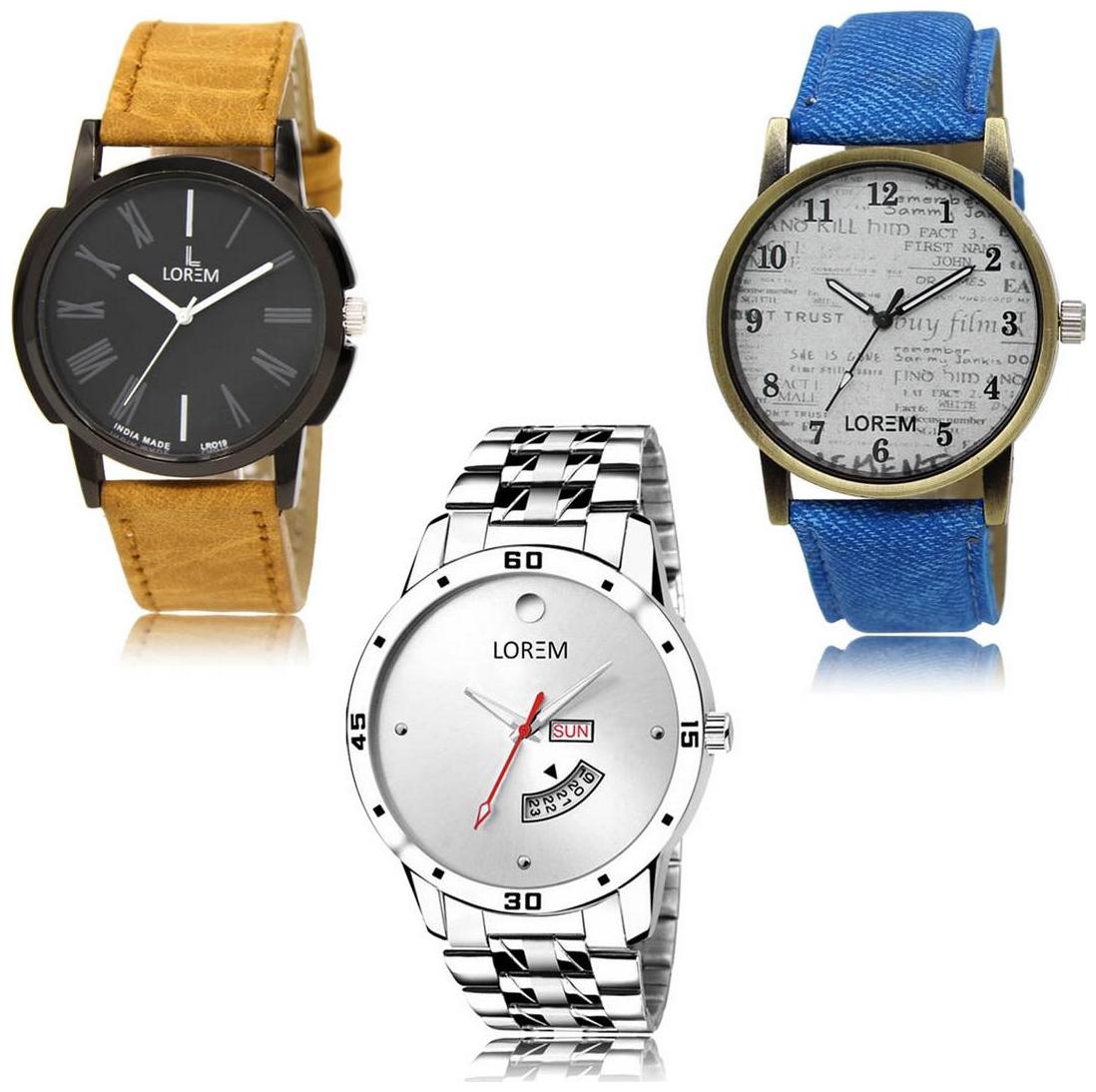 

LOREM LK-19-28-103 Day Date Function Exclusive Designer Pack of 3