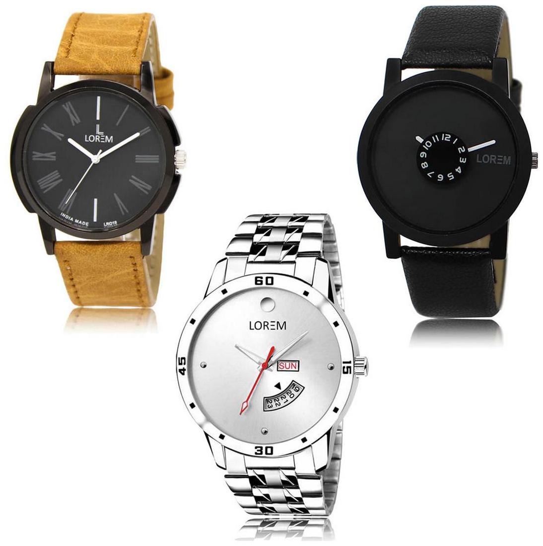 

LOREM LK-19-25-103 Day Date Function New Stylish Precious Design Pack of 3