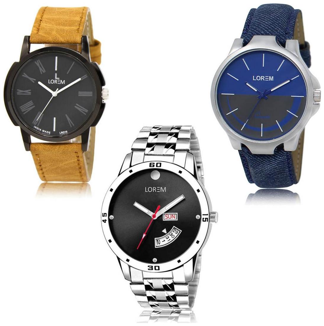 

LOREM LK-19-24-104 Day Date Function New Stylish Precious Design Pack of 3