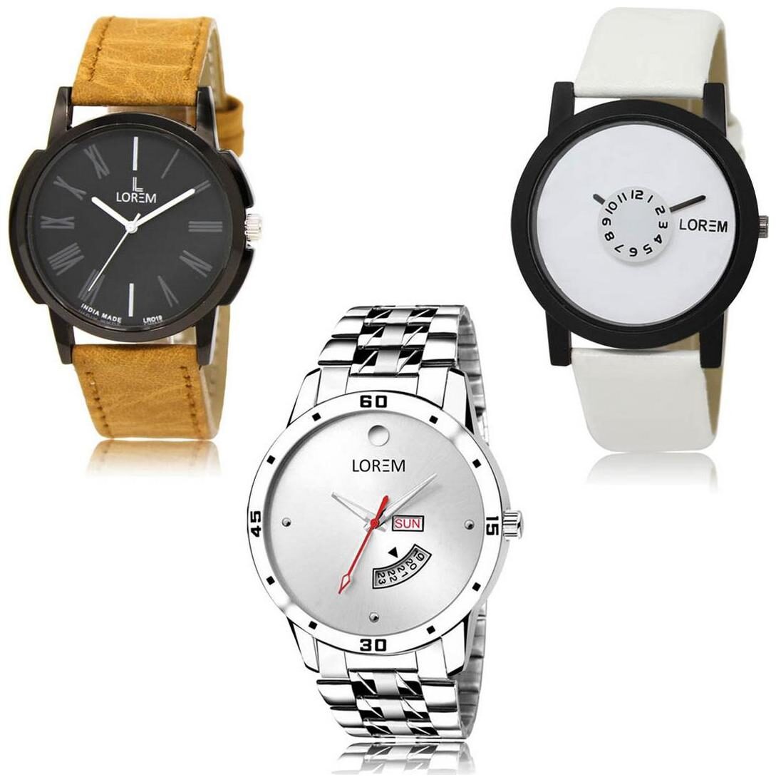 

LOREM LK-19-26-103 Day Date Function New Stylish Precious Design Pack of 3