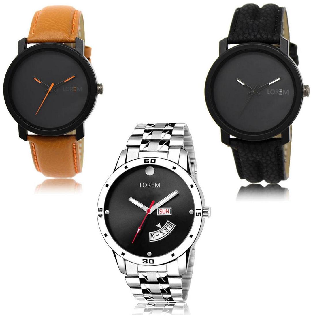 

LOREM LK-20-21-104 Day Date Function New Stylish Precious Design Pack of 3