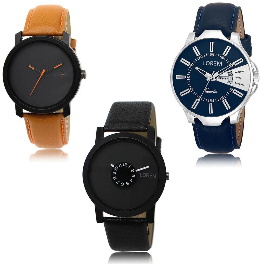 

LOREM LK-20-23-25 Day Date Function New Stylish Precious Design Pack of 3