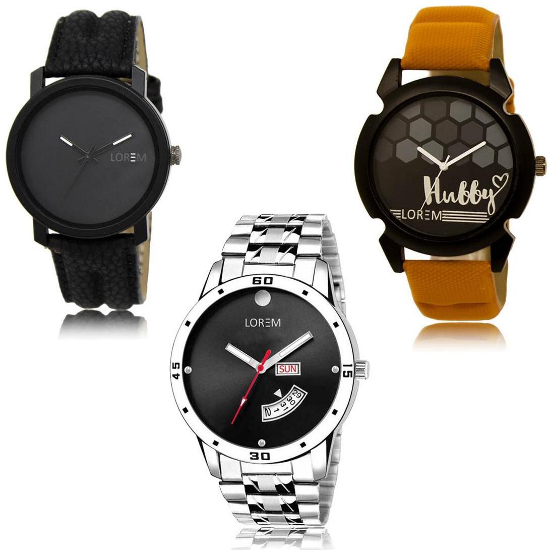 

LOREM LK-21-32-104 Day Date Function Exclusive Designer Pack of 3