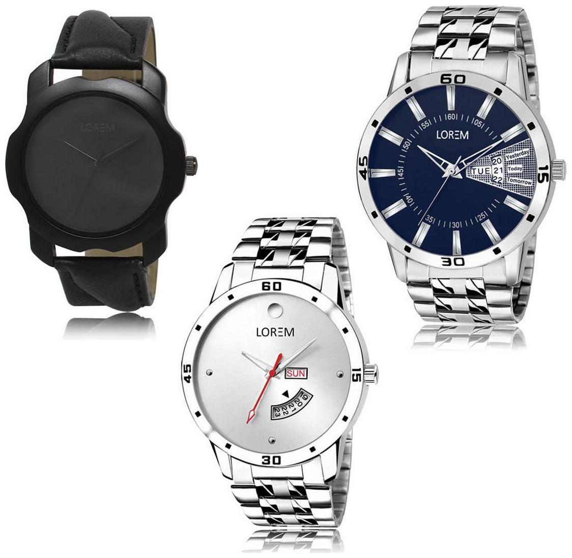 

LOREM LK-22-102-103 Day Date Function New Stylish Precious Design Pack of 3