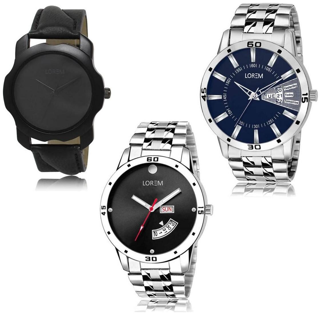 

LOREM LK-22-102-104 Day Date Function Exclusive Designer Pack of 3