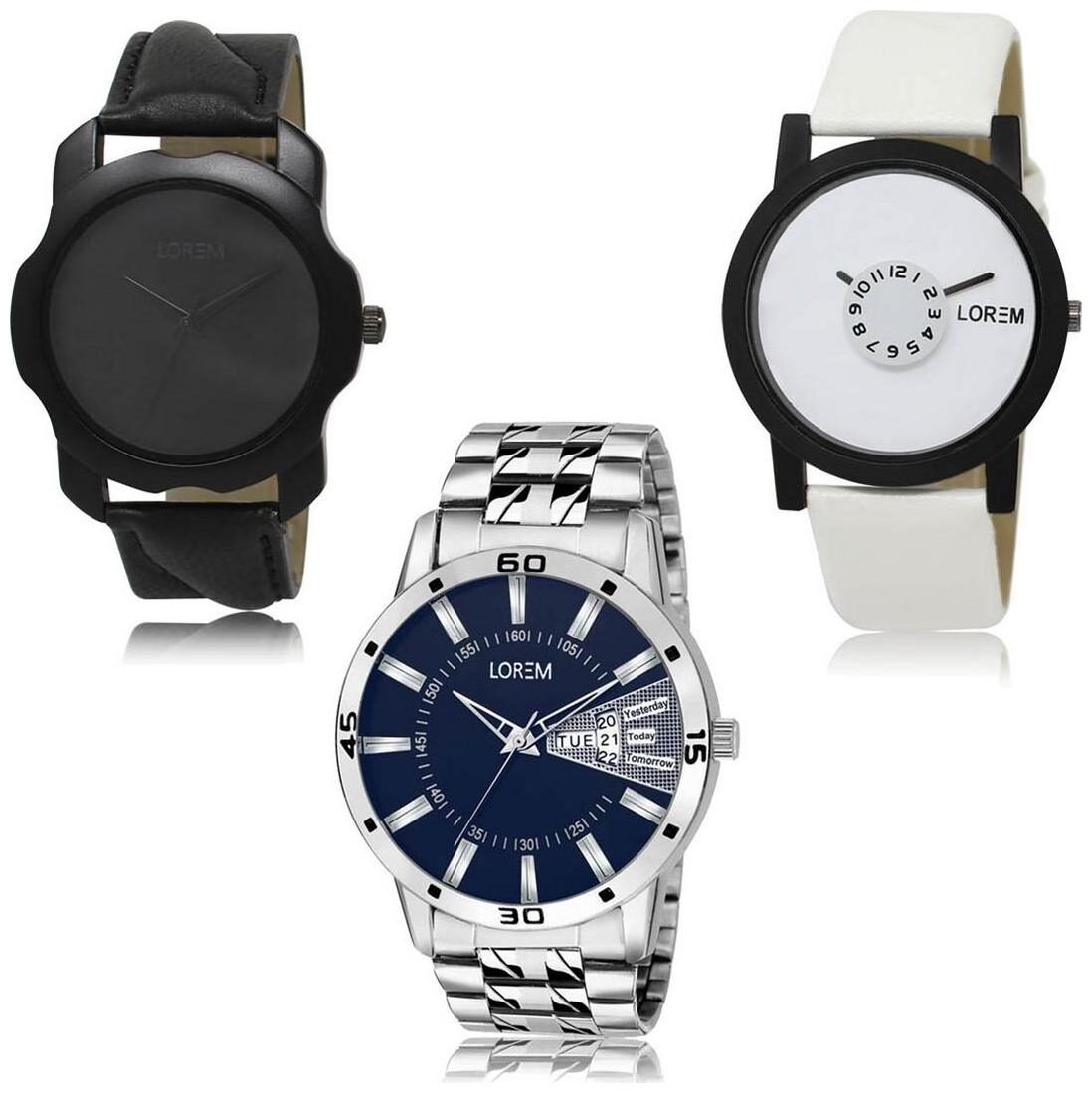 

LOREM LK-22-26-102 Day Date Function New Stylish Precious Design Pack of 3