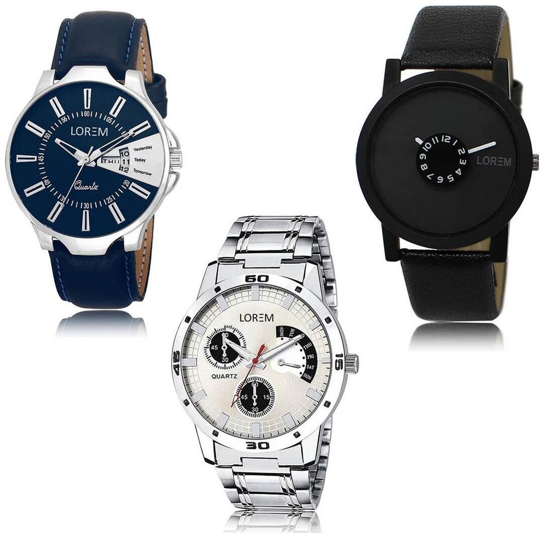 

LOREM LK-23-25-101 Day Date Function New Stylish Precious Design Pack of 3