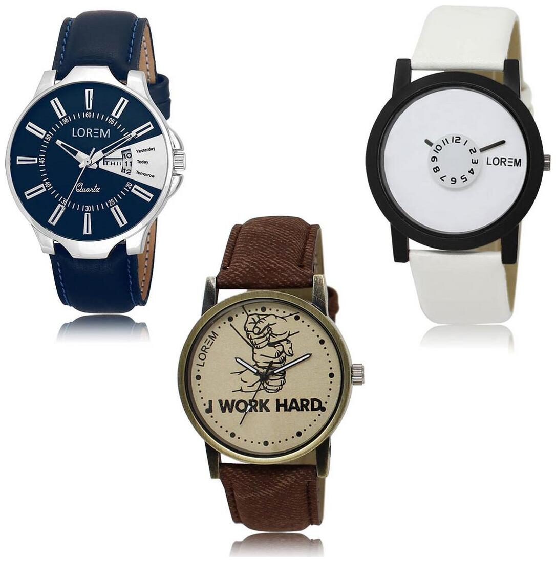 

LOREM LK-23-26-29 Day Date Function New Stylish Precious Design Pack of 3