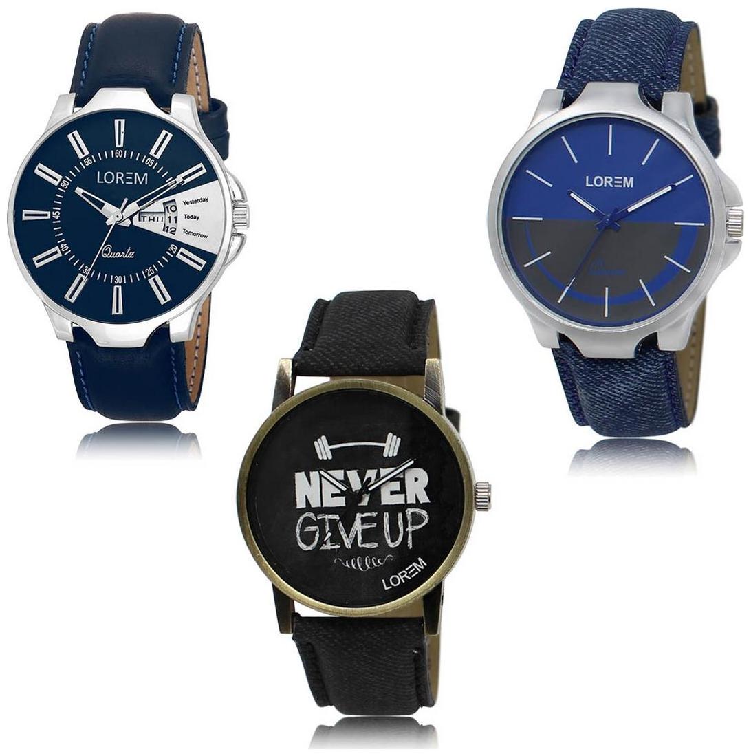 

LOREM LK-23-24-27 Day Date Function Exclusive Designer Pack of 3