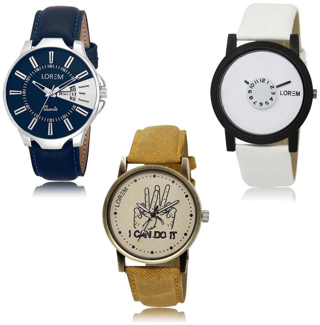 

LOREM LK-23-26-30 Day Date Function Exclusive Designer Pack of 3