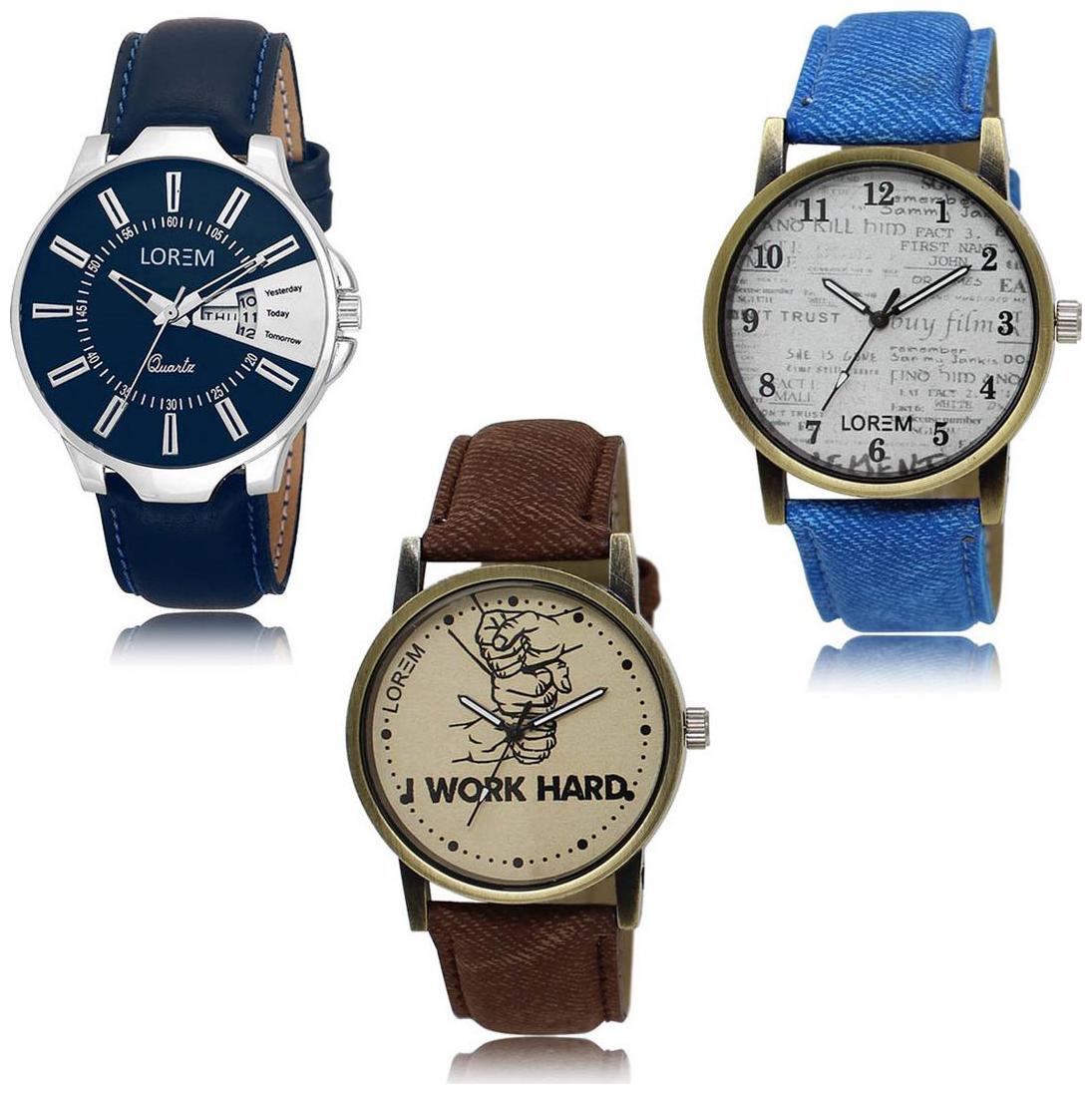 

LOREM LK-23-28-29 Day Date Function Exclusive Designer Pack of 3