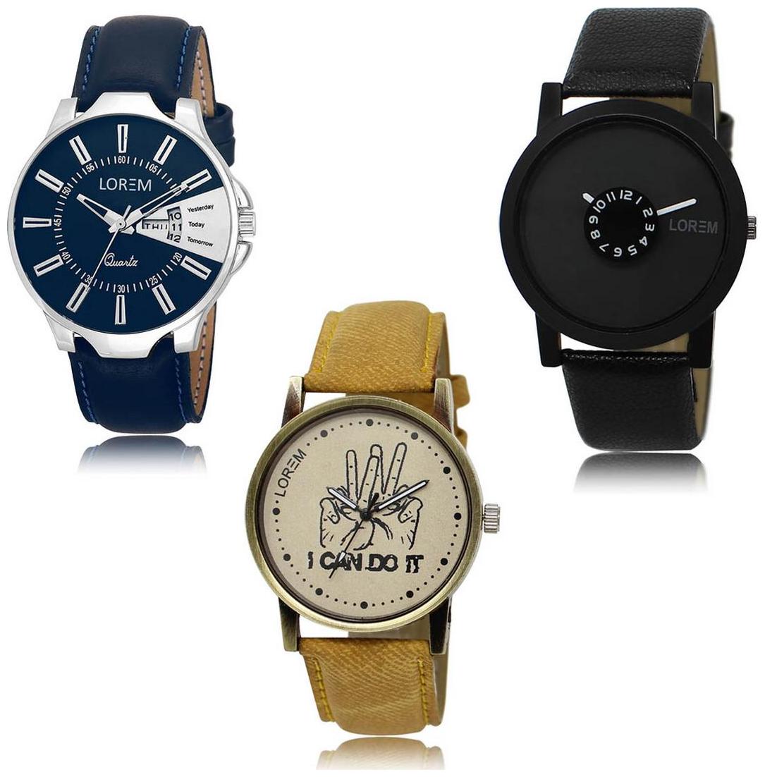 

LOREM LK-23-25-30 Day Date Function Exclusive Designer Pack of 3