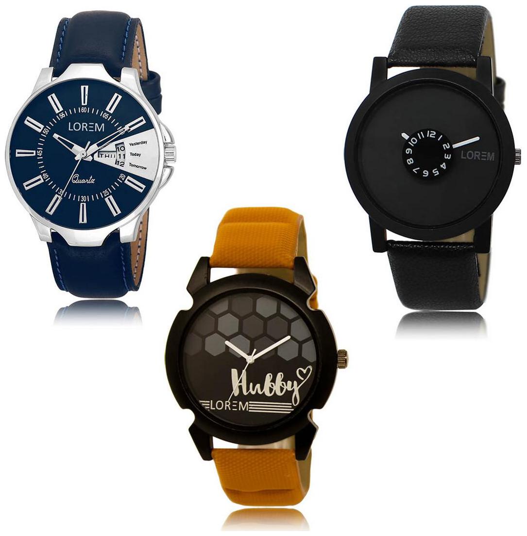 

LOREM LK-23-25-32 Day Date Function Exclusive Designer Pack of 3