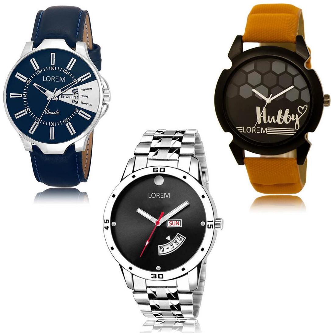 

LOREM LK-23-32-104 Day Date Function New Stylish Precious Design Pack of 3