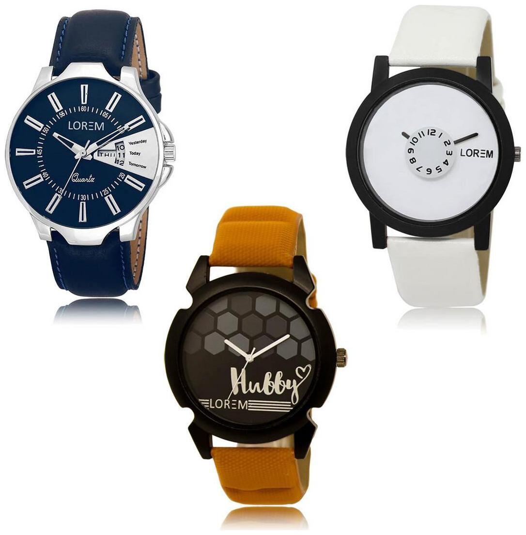

LOREM LK-23-26-32 Day Date Function Exclusive Designer Pack of 3