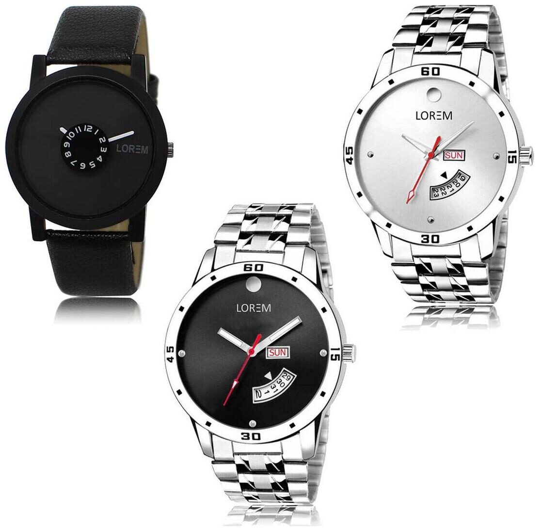 

LOREM LK-25-103-104 Day Date Function New Stylish Precious Design Pack of 3