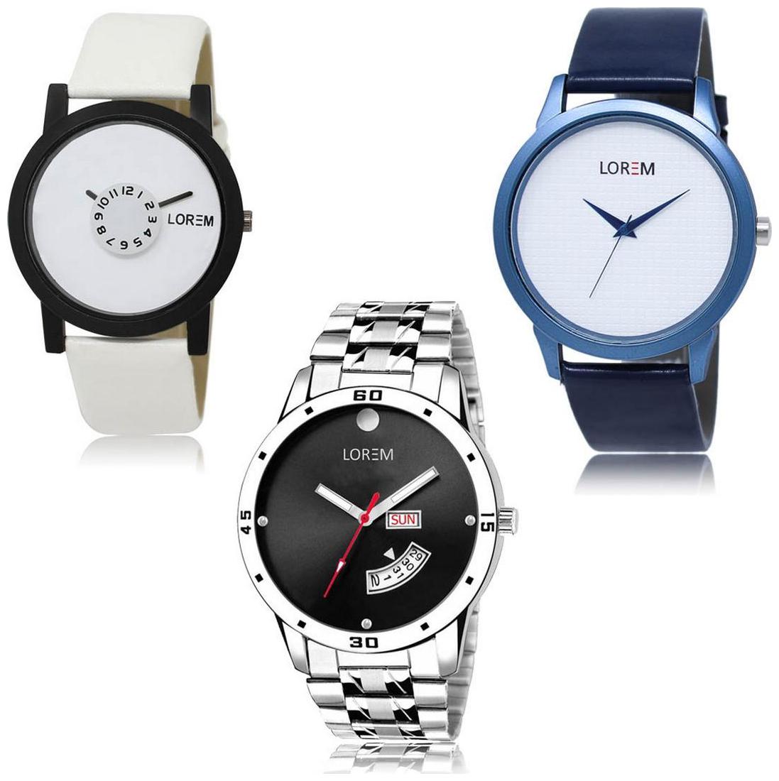 

LOREM LK-26-33-104 Day Date Function New Stylish Precious Design Pack of 3