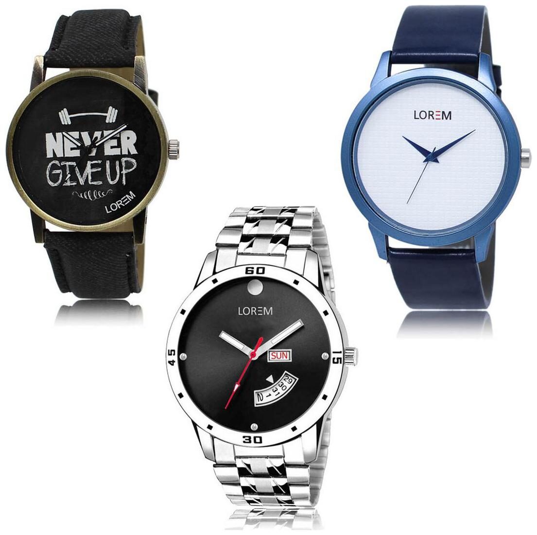 

LOREM LK-27-33-104 Day Date Function Exclusive Designer Pack of 3