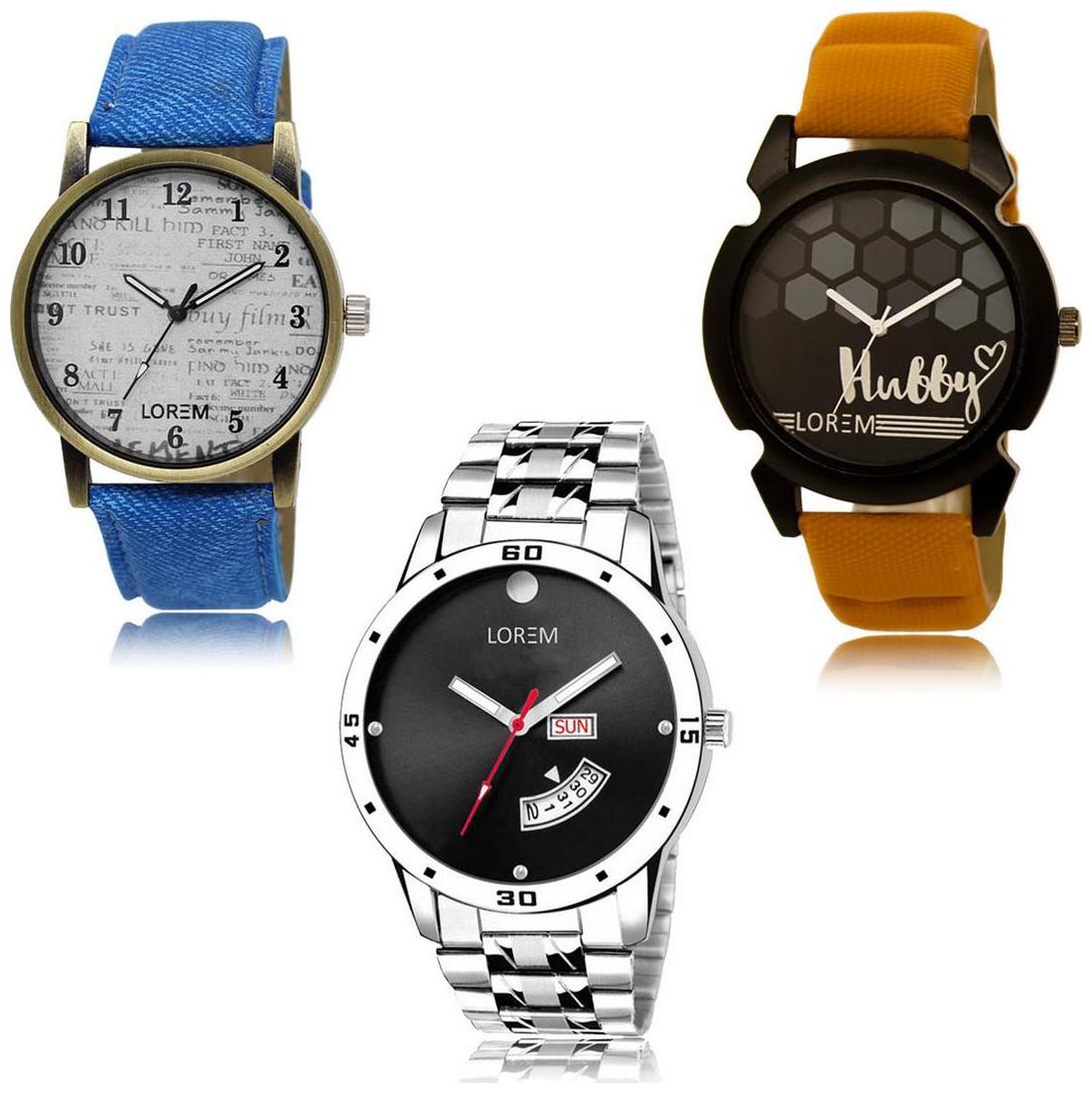 

LOREM LK-28-32-104 Day Date Function Exclusive Designer Pack of 3