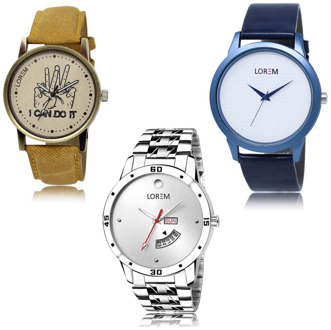 

LOREM LK-30-33-103 Day Date Function Exclusive Designer Pack of 3