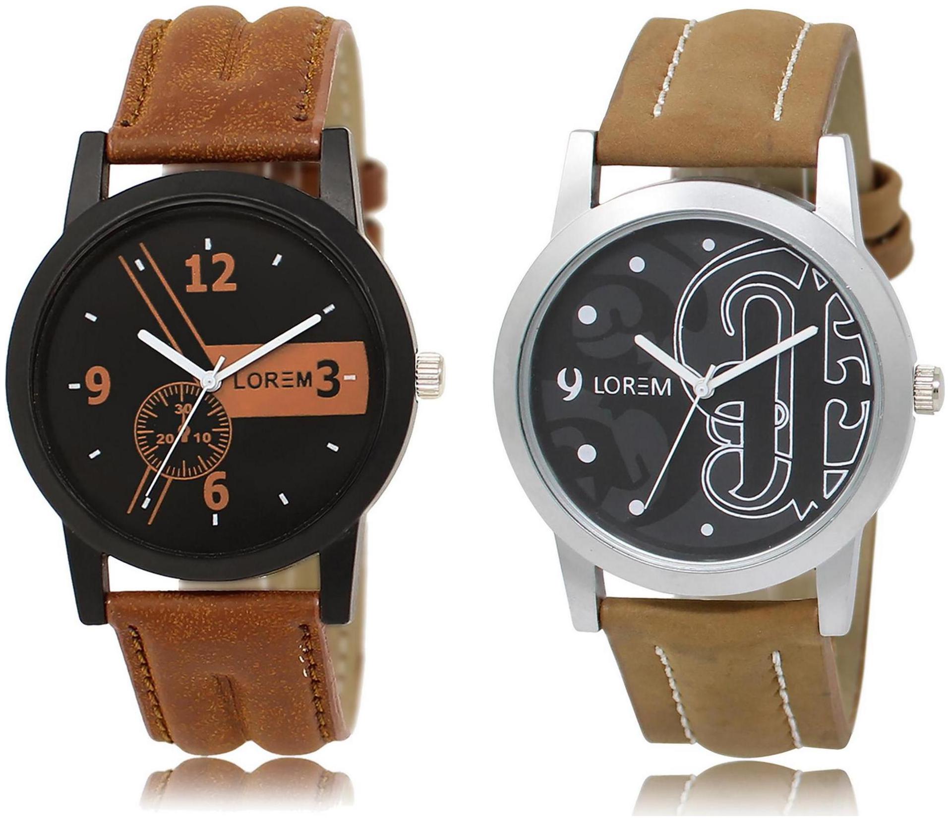 

LOREM LR1-14 Black Round Boy s Leather Wrist Watch