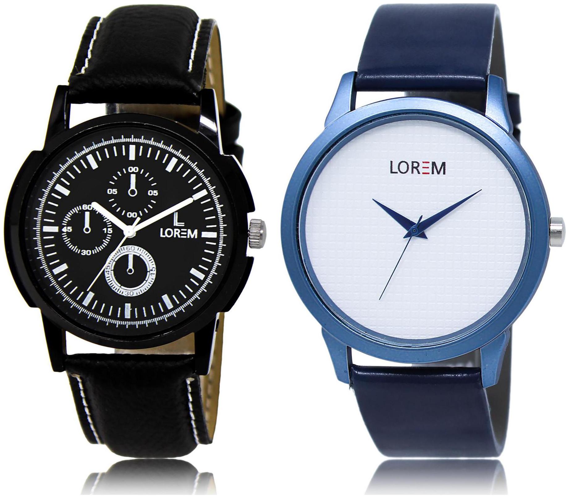 

LOREM LR13-33 White Black Round Boy s Leather Wrist Watch